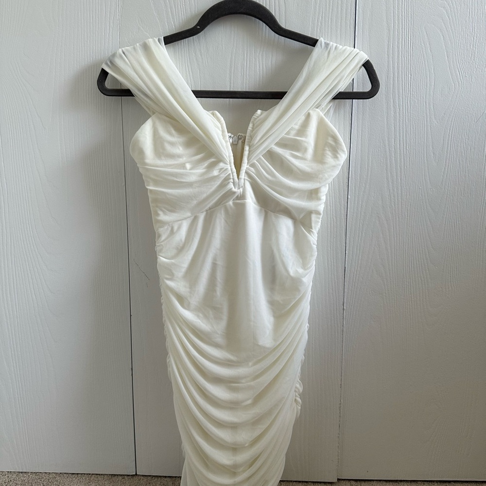 Saints and Secrets White Ruched Dress